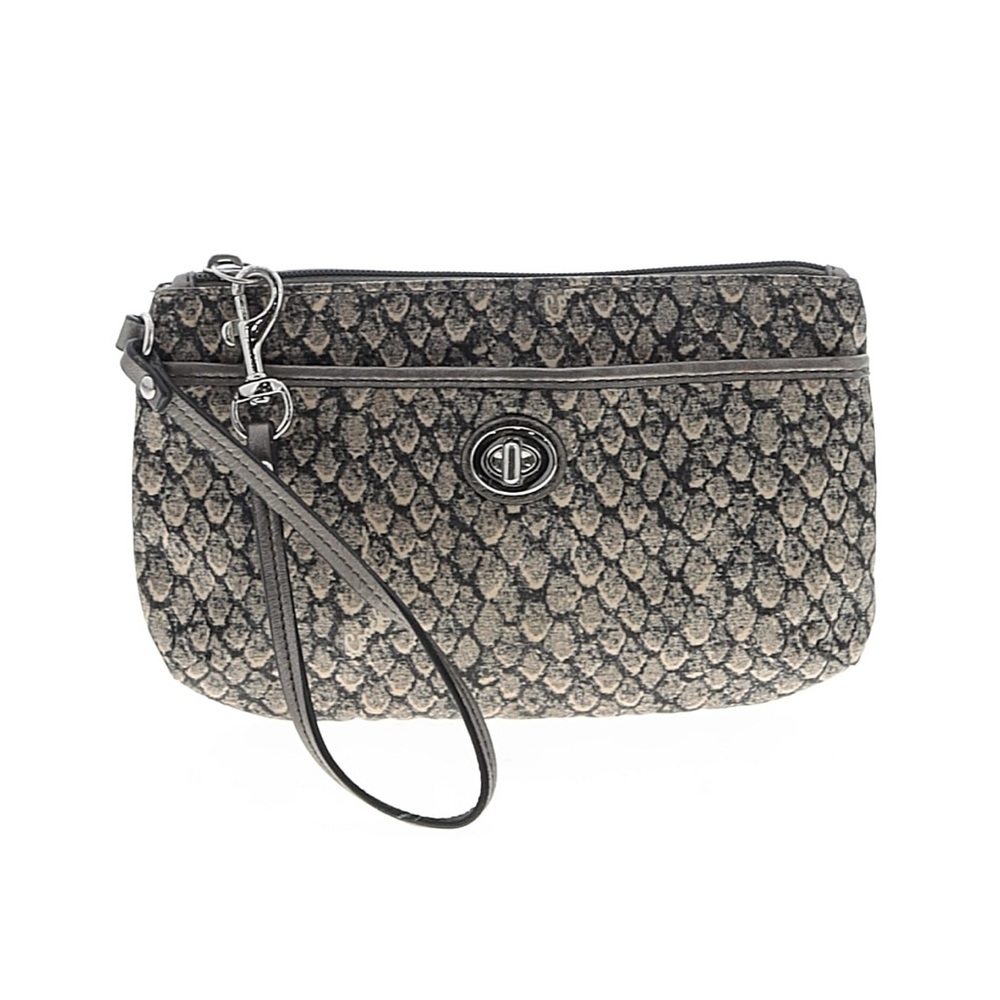 Coach Gray and Black Signature Wristlet Clutch